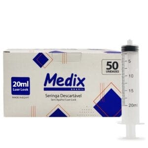 Seringa 20ml S/ Ag Luer Lock 100 Unidades Medix