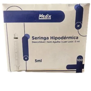 Seringa 5Ml Luer Lock Sem Agulha 100 Unidades Medix